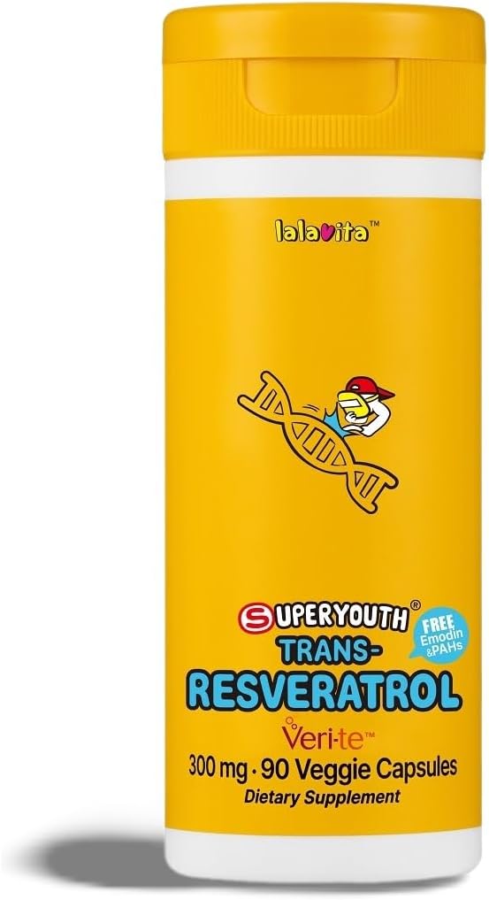 SuperYouth Trans- Resveratrol 300mg 90 Veggie Capsules - (90 dag) Maj Hjælper samlet sundhed, Made through Yeast Fermentation