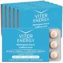 Viter Energy Coffeined Gum 60mg Koffein, B Vitamin, Guarana, Sugar Free. (Wintergreen, 12pcs, 6 Pack)