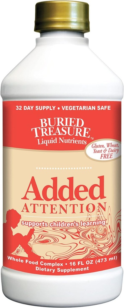 Buried Treasure Added Attention Children's Learning Support with GABA DHA Vitamin B and Herbal Blend 16 oz