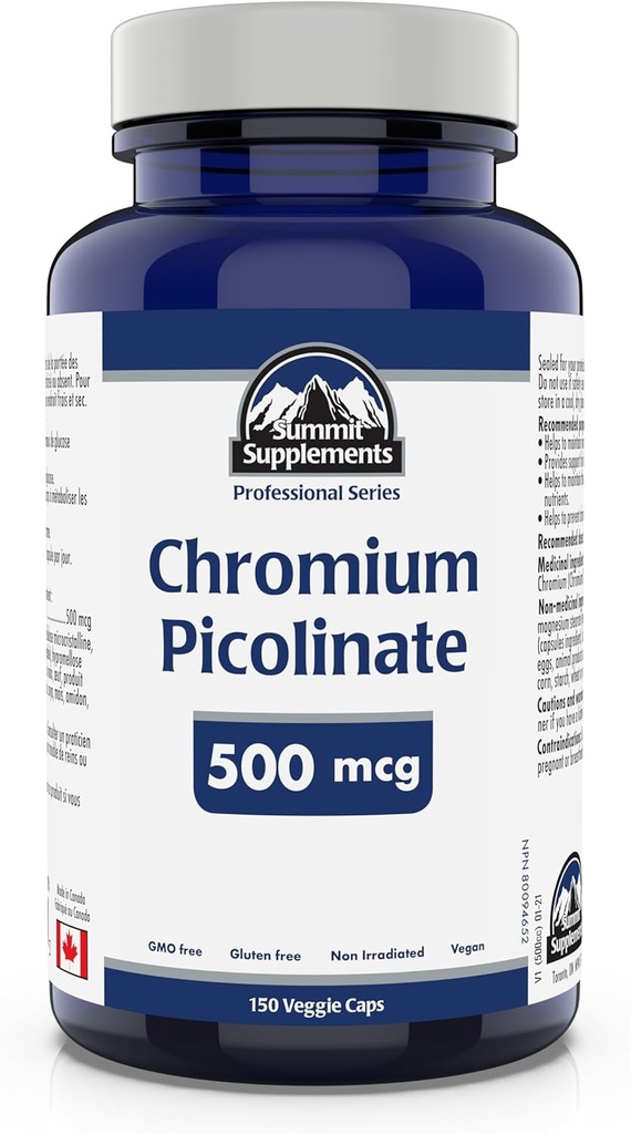 Summit Kosttilskud, Chrom Picolinate 500 Mcg, 150 Veggie Caps, Professional Series