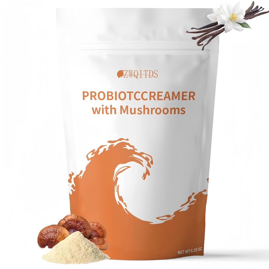 Probiotisk Creamer med svampe & probiotika - Høj i proprietære 6-champignon blanding, En milliard CFU af probiotika understøtter en afbalanceret tarm mikrobiom - Single Dosering: 1 tbsp (7 g) Tilgængelig 30 gange