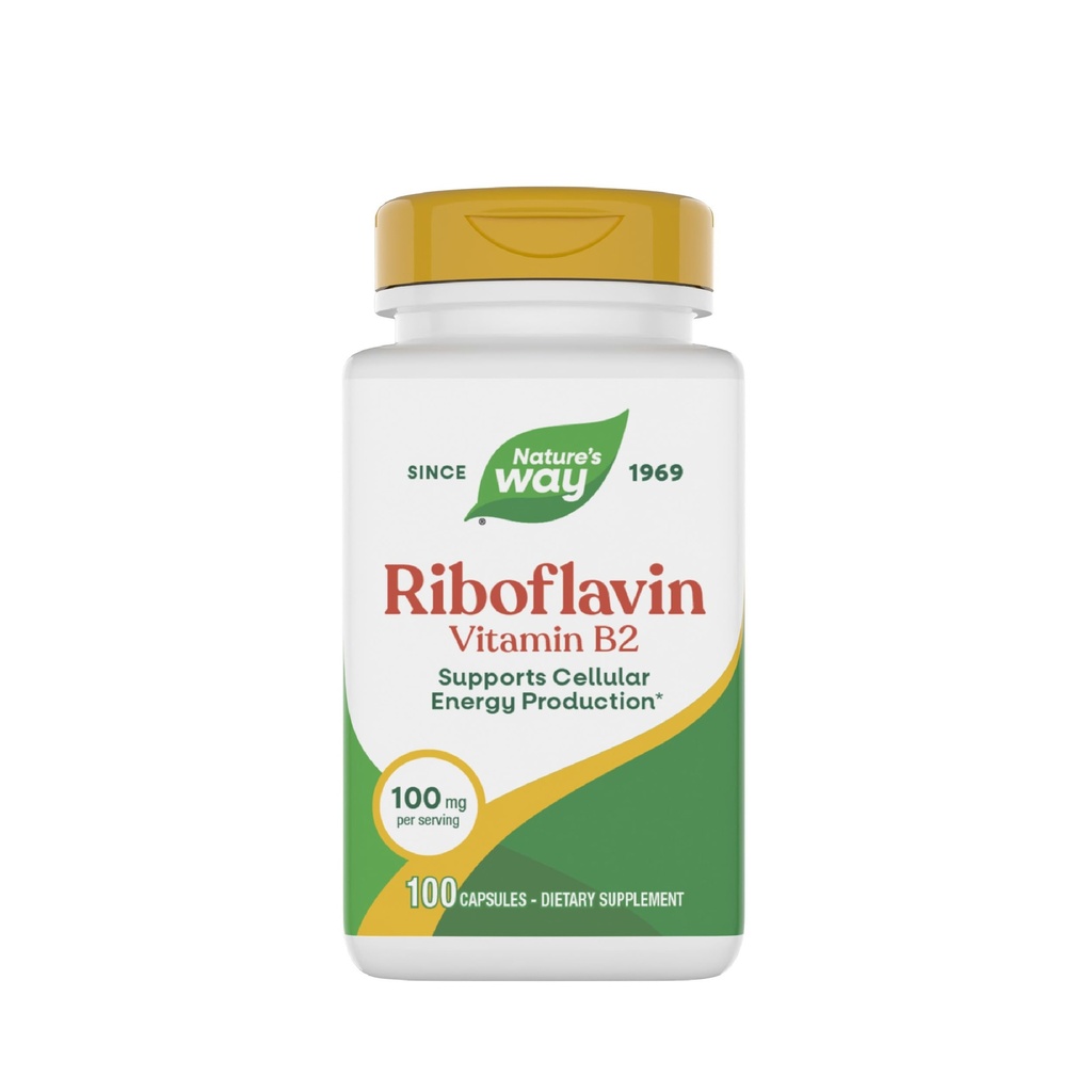 Nature 's Way Riboflavin Vitamin B2, understøtter Cellular Energy Production *, High Potency Riboflavin, 100 mg per Serving, 100 kapsler (Packaging May Vary)