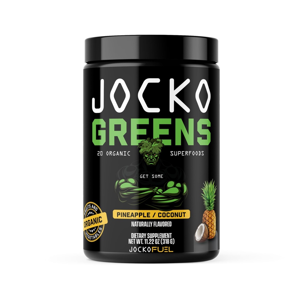 Jocko Fuel Daily Green Powder - Premium Organic Green Superfood Powder for Gut Health, fordøjelse, Bloating, immunforsvar med Spirulina, Chlorella, fordøjelsesfremmende enzymer, & Probiotika - 30 Tjenester