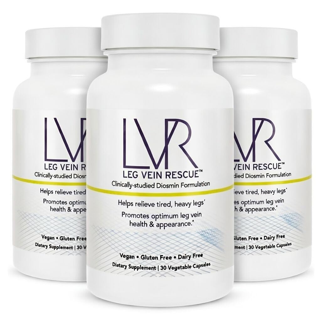 Diosmin Leg Circulation Supplement – Clinically Studied Vein Support for Heavy, Tired & Swollen Legs, Supports Healthy Blood Flow & Venous Circulation, Once-Daily Capsules (90 Day Supply)