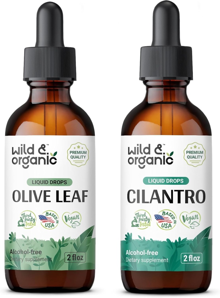 Wild & Organic Olive Leaf Tinktur 2 fl oz & Cilantro Tinktur 2 fl oz