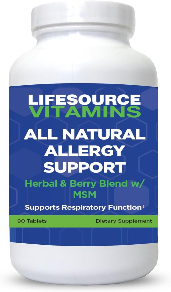LifeSource Vitaminer Alle naturlige allergier support - Sæson- og flerårige pollen, House Dust, Molds, Pet Dander, og Kemiske Pollutanter - 90 Greve