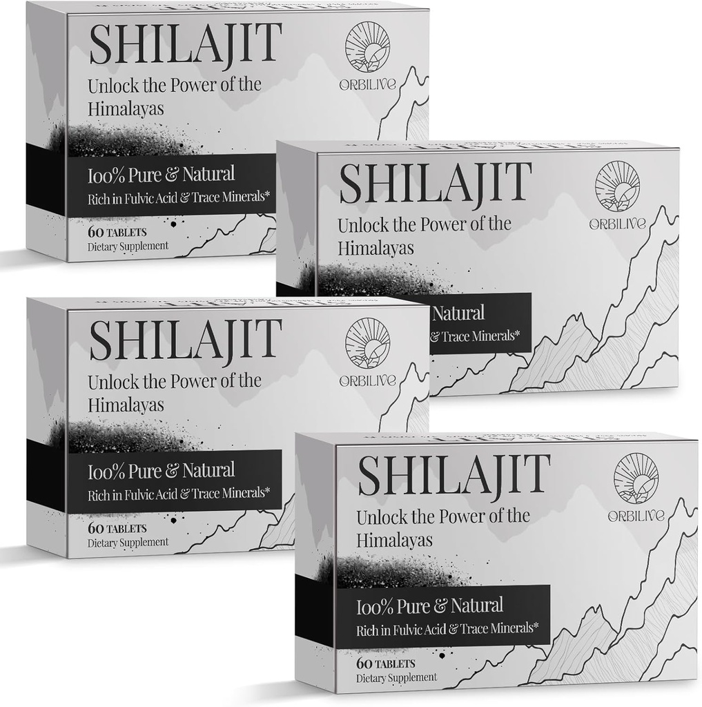 30. 000 MG Shilajit Tablets, 100% Shilajit Pure, Himalayan Organic, Shilajit for mænd og kvinder Rich in Fulvic Acid & 85 + Trace Minerals, Shilajit supplement til energi & immunsystem, 240 Tæl