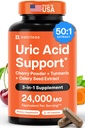 3 i 1 Urisyre Flush Cleanse - Tart Cherry Uddrag med gurkemeje & Selleri frø Supplement Udrensning - Fødder og fælles støtte - 60 Veggie kapsler