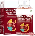 Iron & Zinktabletter beriget med C-vitamin & B12; Immunitet & Hæmoglobin Booster • 124; Øger HB niveau + fremmer sunde jernniveauer • 124; Reducerer træthed, forbedre respiratorisk sundhed & energi • 124; 60 T