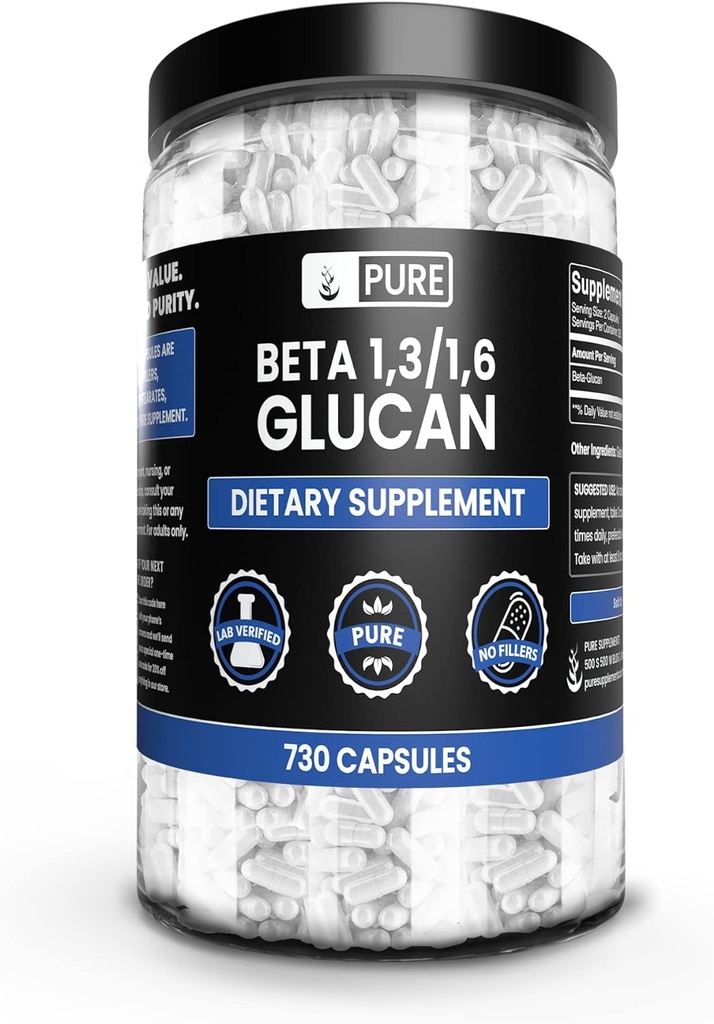 Pure Original Ingredients Beta Glucan 1,3/1,6, (730 Count) No Magnesium Or Rice Fillers, Always Pure