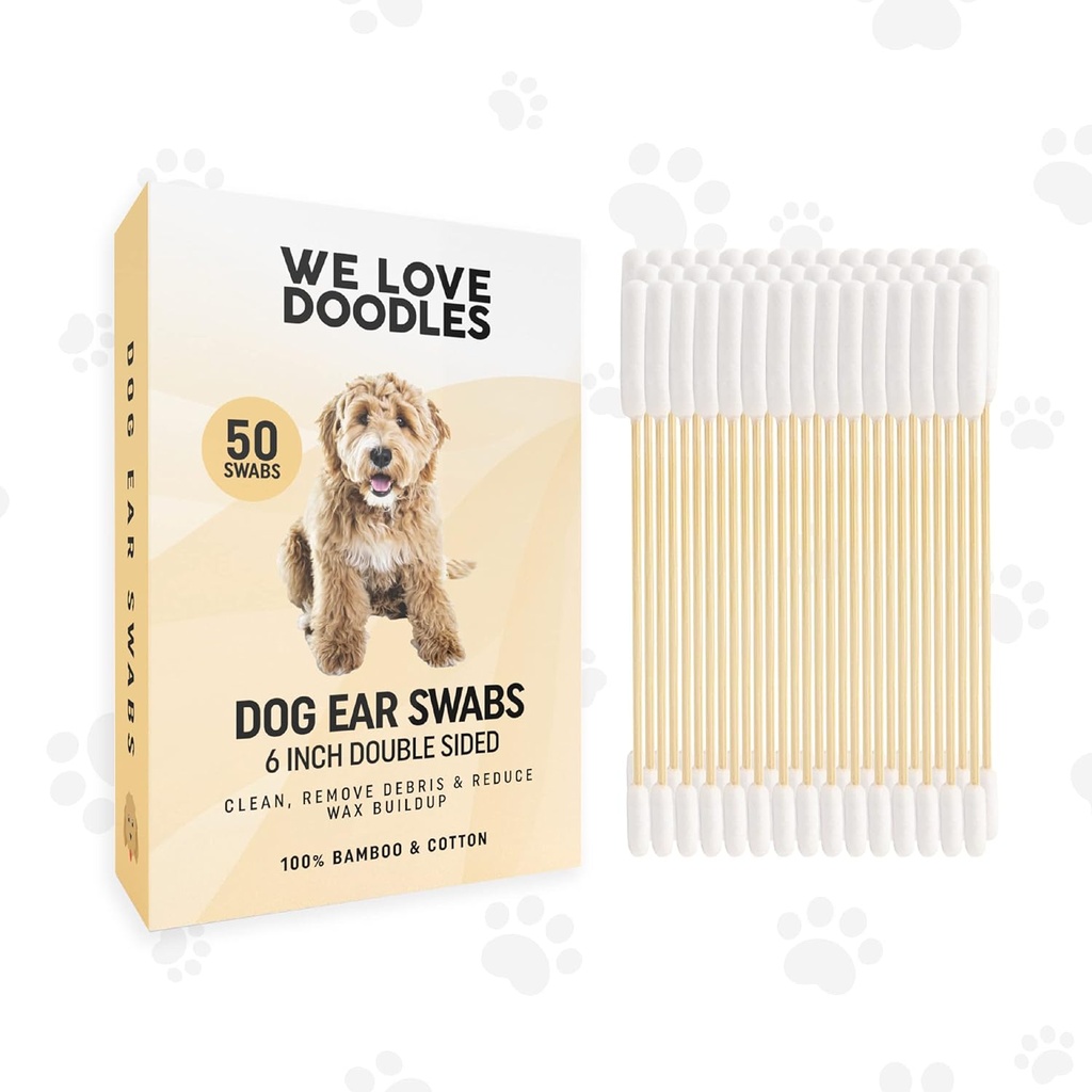 Vi elsker Doodles Lang Cotton Hund Ear Swabs Budding124; Dobbelt Sidet Qtips til Hunde Budding124; Store træ Cleaner Balls Tool Budding124; Q Tips Swab til Flush Puppy Ears Budding124; Clean Wood Bud til Pet Ears