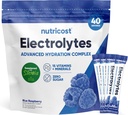 Nutricost Electrolytes Powder Hydration Pakninger (Blå Hindbær, 40 Servering) Lav kalorie Keto Electrolytes Sødet med Stevia - Non- GMO, Gluten Free og Sukker Free