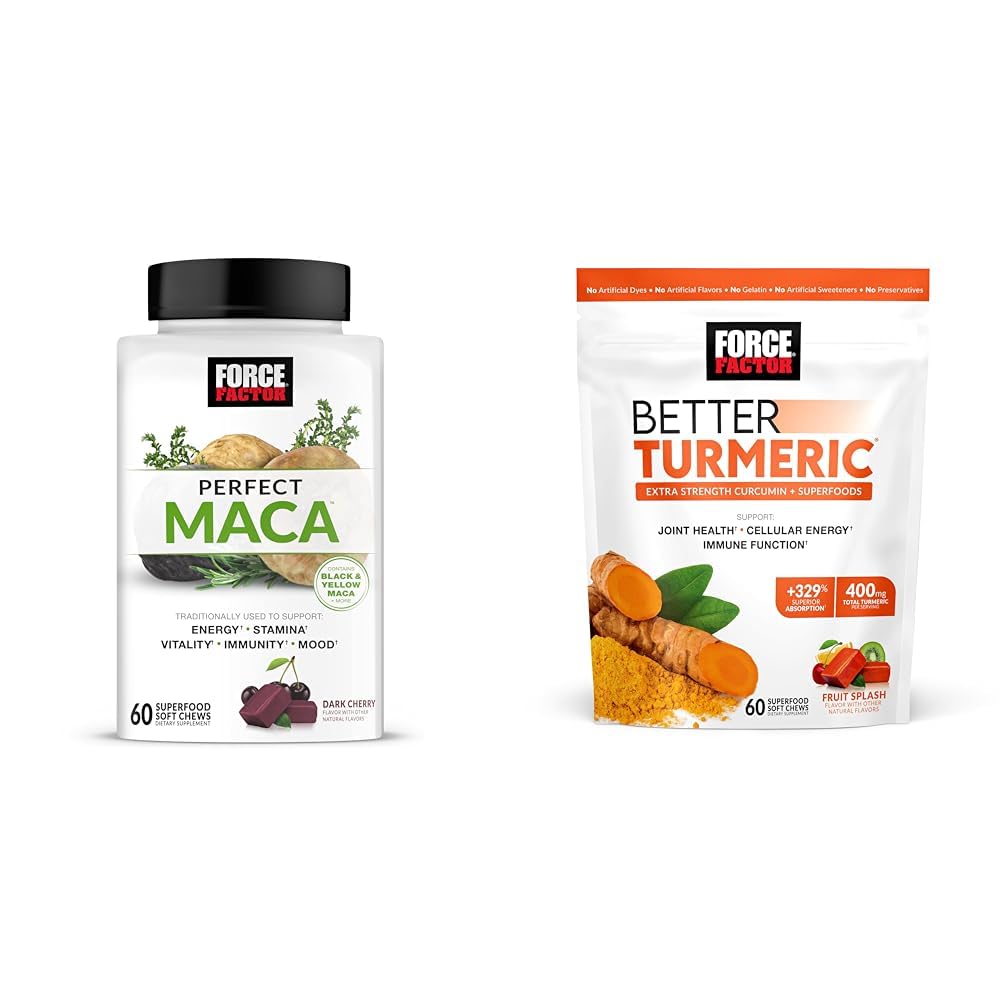 Kraftfaktor Maca Root og gurkemeje fælles støtte Soft Chews Bundle, 60 Greve hver
