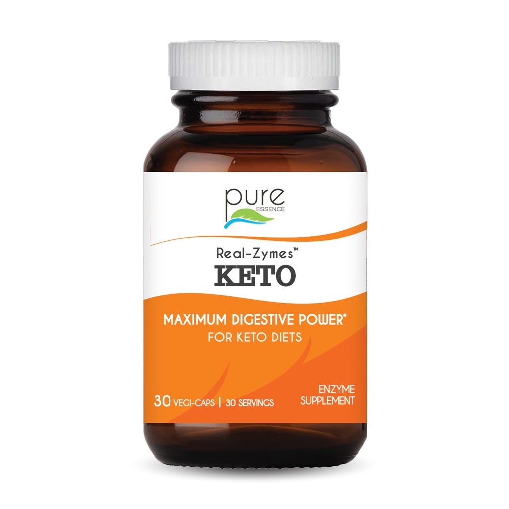 Real-Zymes™ KETO Digestive Enzymes Supplement with Probiotics for Better Digestion - Natural Support for Relief of Bloating, Gas, Belching, Diarrhea, Constipation, IBS, etc. - 30 Caps