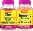 WellYeah Zinc + Turmeric Curcumin, Gummies Bundle - Great Tasting, Vitamin Supplement, Gluten Free, GMO Free, Chewable Gummy