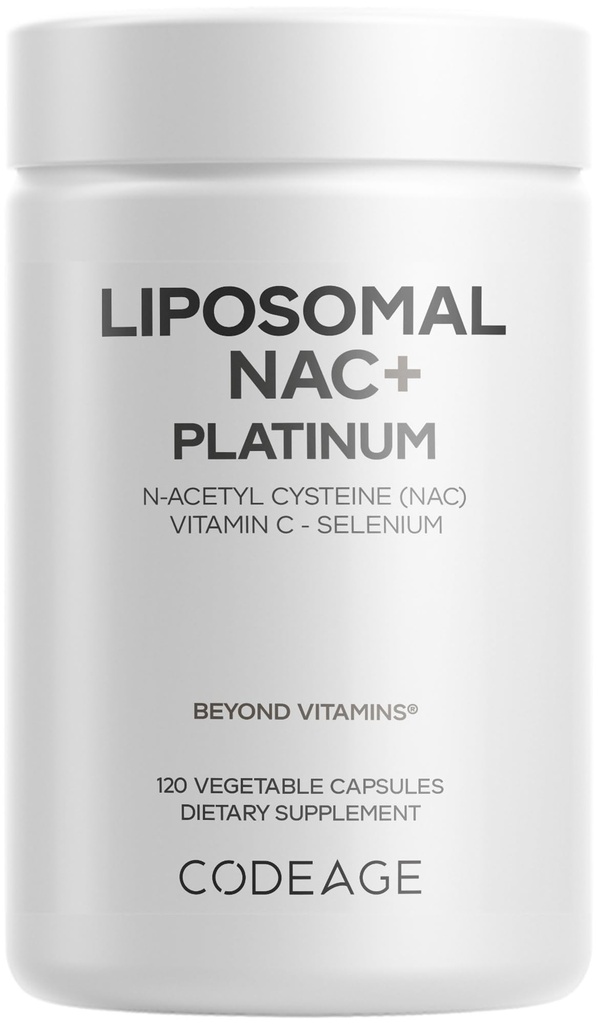 Codeage Liposomal NAC+ Platinum - N-Acetyl L-Cysteine, Vitamin C, Alpha Lipoic Acid, Selenium - 2-Month Supply - Helix Liposomal Delivery - Phospholipid - Non-GMO NAC Dietary Supplement - 120 Capsules