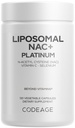 Kodeage Liposomal NAC + Platinum - N- Acetyl L- Cystein, C-vitamin, Alpha Liposyre, Selenium - 2-Måned Supply - Helix Liposomal Levering - Phospholipid - Non-GMO NAC Kosttilskud - 120 Kapsler
