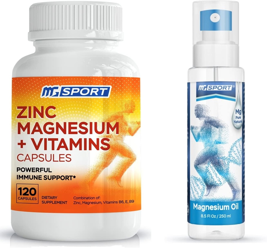 Høj Absorption Zink og Magnesium tillæg og Magnesium olie spray - for ben kramper og muskel opsving
