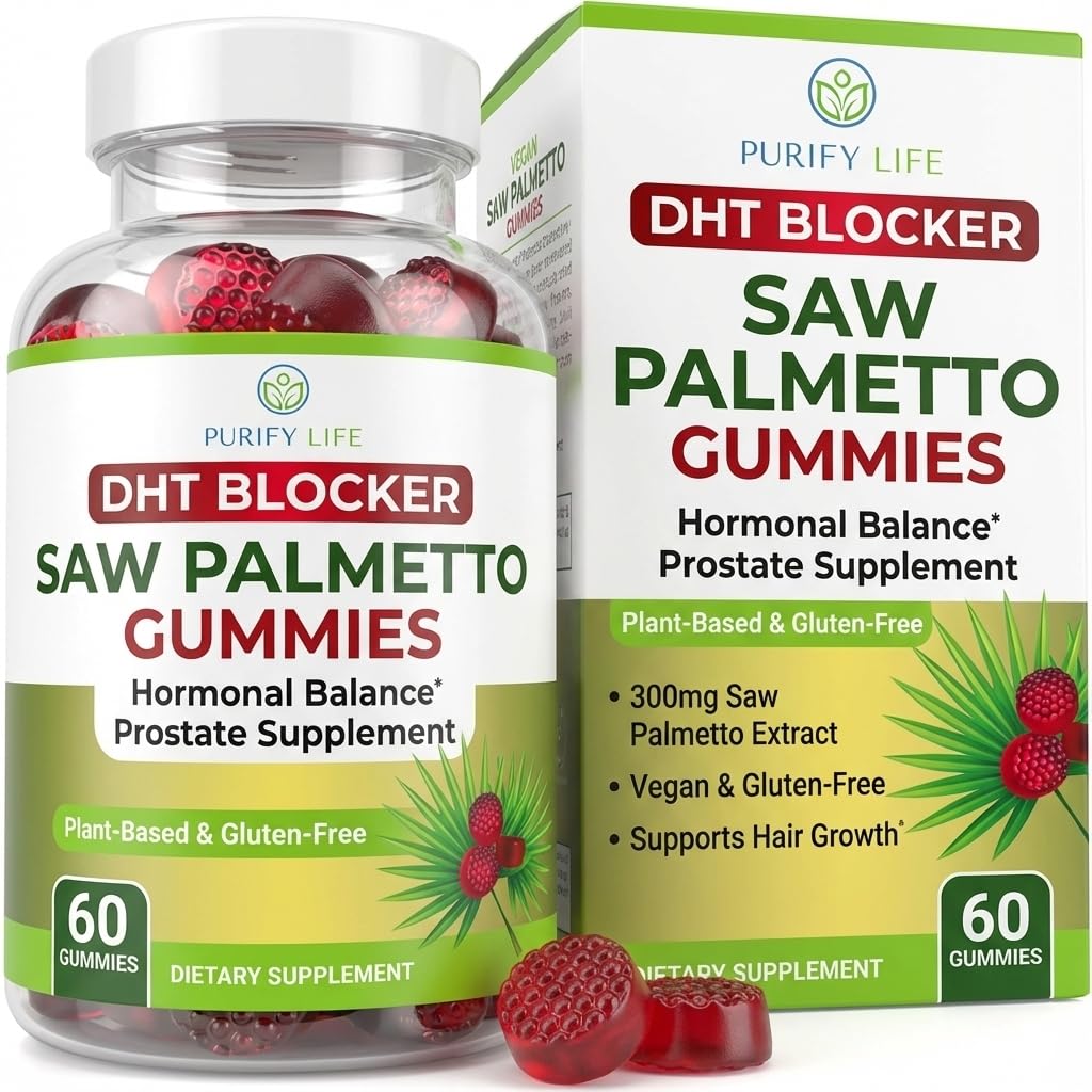 Saw Palmetto Gummies for Men & Women - Saw Palmetto Extract Supplement for Hair Appearance, Hormone Balance & Prostate Wellness - Vegan Pectin Formula, Non-GMO, Gluten Free - 60 Count