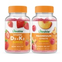Lifeable Vitamin D3 + Vitamin K2 + Magnesium 85mg, Gummies Bundle - Great Tasting, Vitamin Supplement, Gluten Free, GMO fri, Chewable Gummy