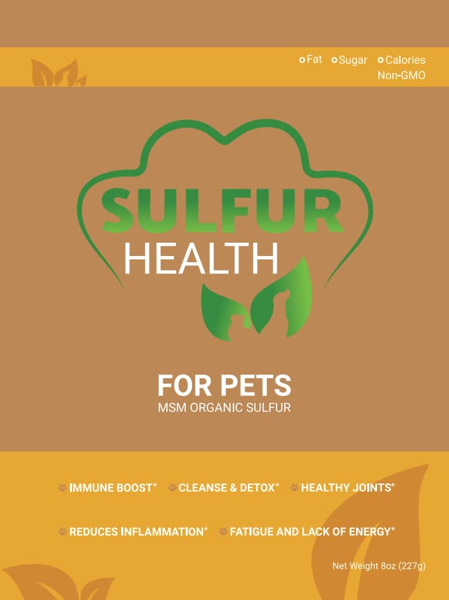 Organic Pet Sulfur - 99.9% Pure MSM Supplement for Kæledyr - Lab- Testet og Certificeret Pet MSM