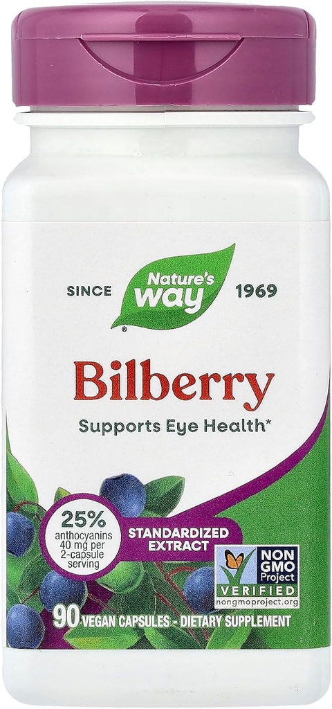 Nature 's Way Bilberry Standardized Extract Veg Kapsler 90 ea