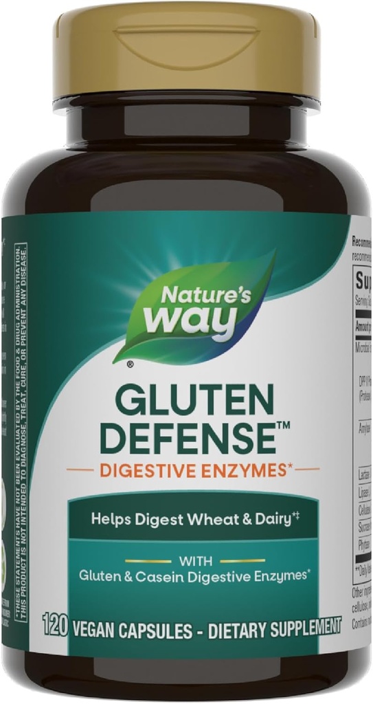 Nature 's Way Gluten Defense Digitale Enzymer *, Hjælper Digest Hvede & Dairy (1), Gluten & Casein Digitale Enzymer *, 120 Veganske Kapsler (Packaging May Vary)