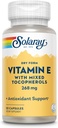 SOLARAY E 400 IE (268mg), tør form med blandede tocopheroler E-vitamin - Antioxidant supplement, PMS og overgangsalderen support - 60-dages garanti, Lab Verified - 50 Servere, 50 kapsler