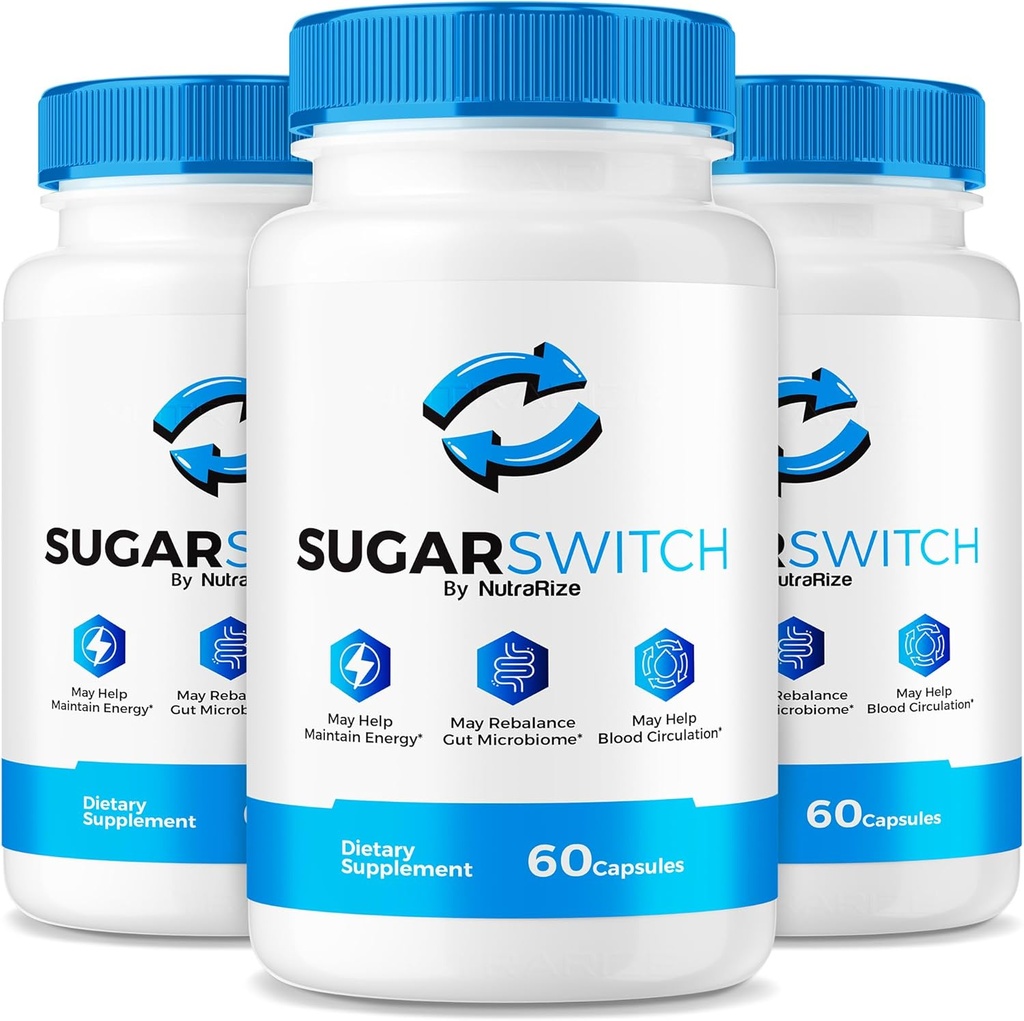 NutraRize (3 Pack) SugarSwitch Capsules, Official Sugar Switch Pills, All-Natural Blood Formula for Healthy Levels, Sugar Switch 24 Supplement, SugarSwitch Pectin Reviews(180 Capsules)