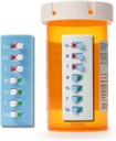 Tag Glide Peel og Stick Genbruges til 12 + Refills, Pill / Medicin / Vitamin / Pet Med Tracker & Reminder, Vedlæg til din flaske, Organizer-fri, Buet Buddy Back, Hvid & Blå (2 - Pack, 1 Hver)