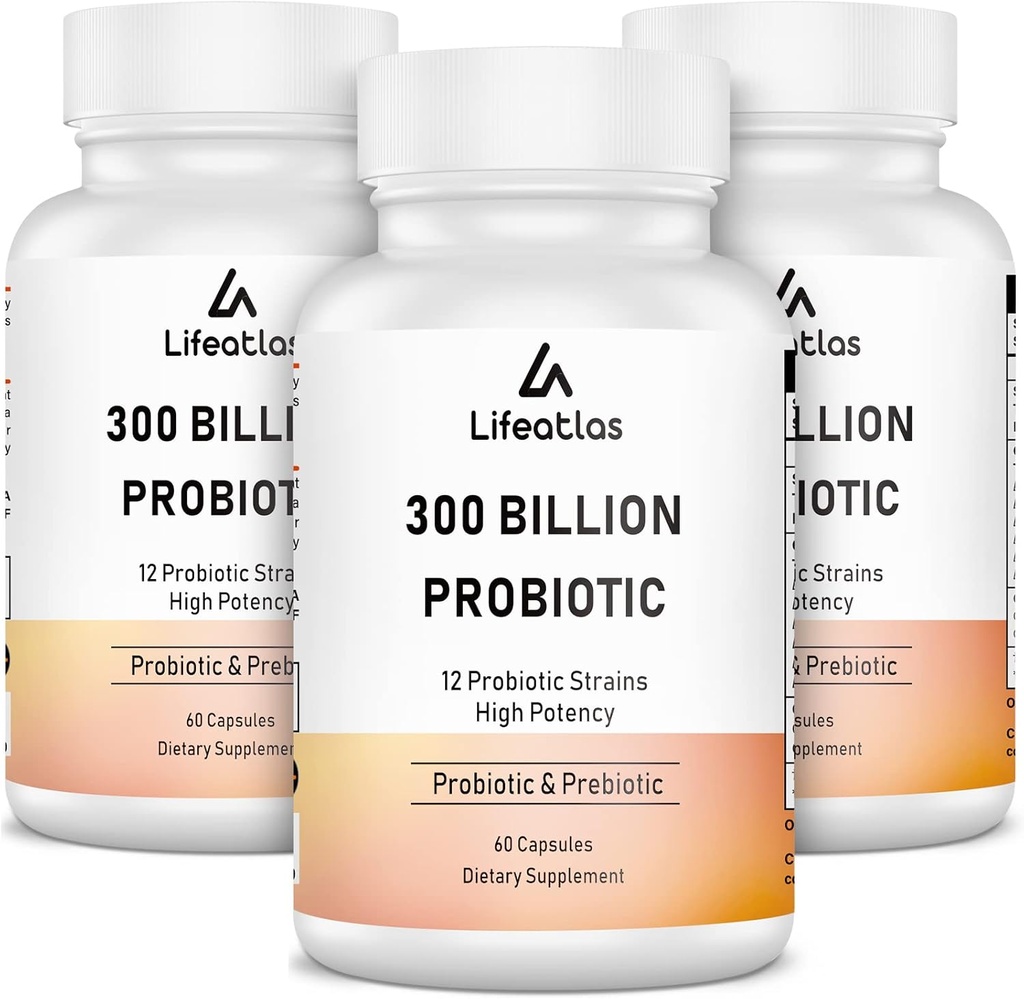 300 Billion CFU Probiotics - Probiotics for Women and Men, 12 Probiotic Strains Plus Prebiotic, for Immune & Digestive, Gut Health, Bloating, Shelf Stable - 180 Capsules…
