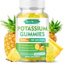 Kalium Citrate Gummies 1000mg, høj potens Kalium supplement Gummies for voksne kvinder & mænd, Support Leg Cramp & Muscle Health, Sugar- Free, Pineapple Flavor, 60 Greve
