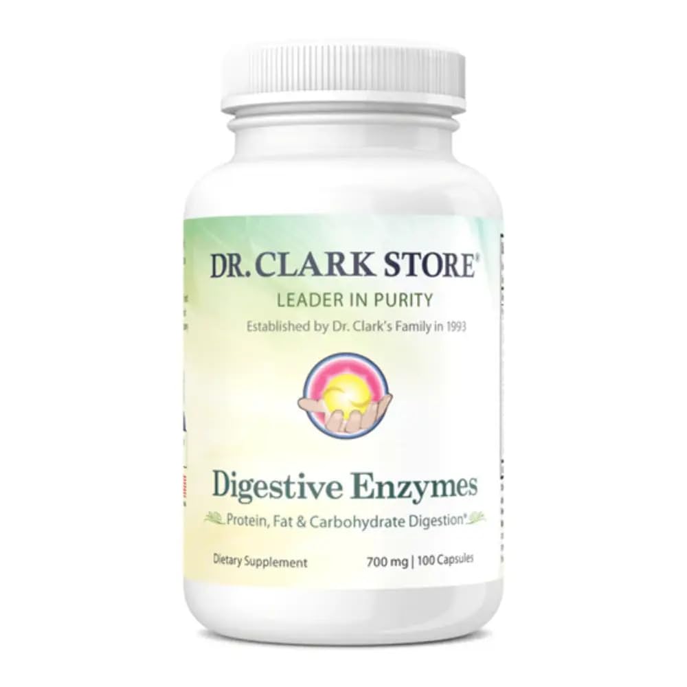 Dr. Clark fordøjelsesenzymer supplement - 700mg, 100 Gelatine kapsler, understøtter sund fordøjelse og ernæringsmæssige absorption