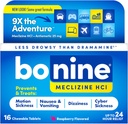 Bonine Non- Drowsy for Motion Sygdom Relief, Sea Sygdom, Bil Sygdom, Kvalme, & Opkastning - Meclizine HCI 25mg, Travel- Sized - 16ct Raspberry Chewable Tablets (Packaging May Vary)