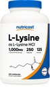 Nutricost L- Lysin 1000mg, 250 kapsler - 500mg Per Cap, Gluten Free, Non- GMO