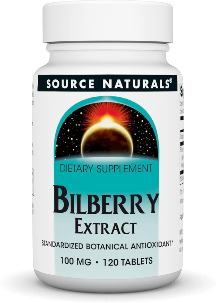 Source Naturals Bilberry Extract Standardized Botanisk Antioxidant - 100 mg, 120 tabletter