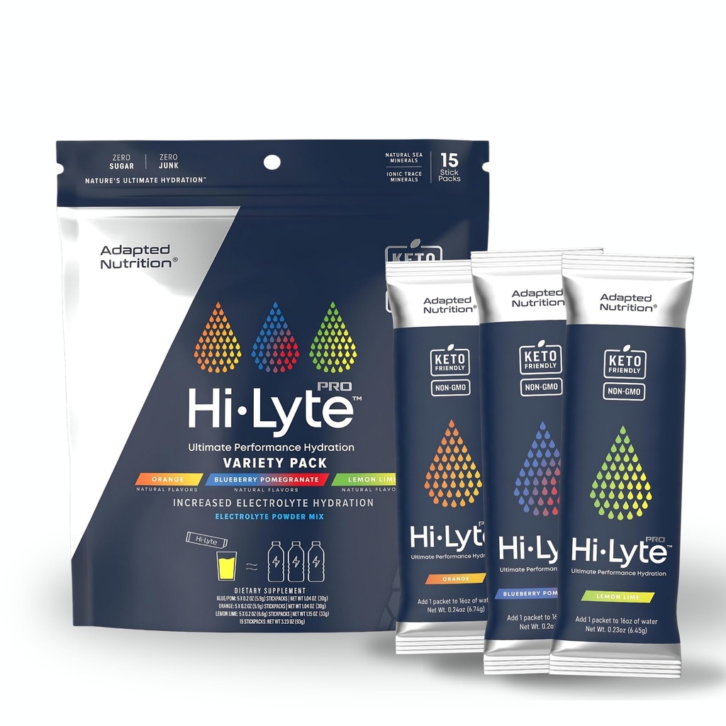 Tilpasset Nutrition Hi- Lyte Pro Hydration Pakker - 15 Individuelle drikke Pakker Mex124; Variety Pack 124; Formlet Elektrolyte Pulver Mex124; Sugar- Free, Zero Carb, Zero Calorie