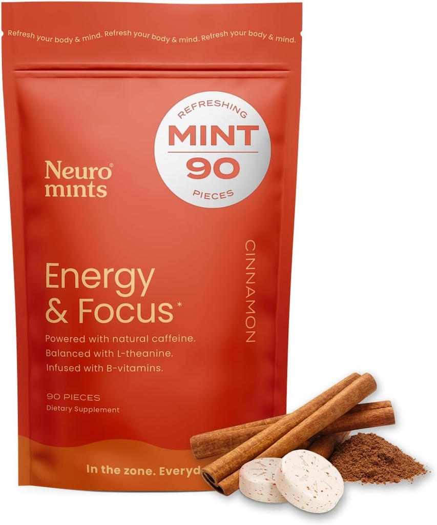 NeuroGum Energy & Focus Mints (90 Count Bag, kanel)