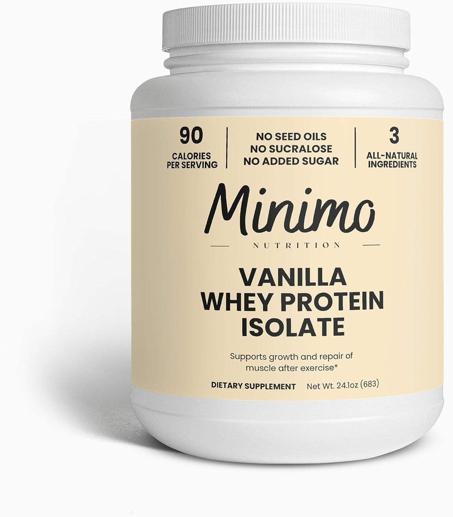 Whey Isolate Protein Powder, Vanilla, Kun 3 Ingredienser, Whey Protein Isolate, Ingen Seed Oliils, Ingen tilsat sukker, Ingen Sucralose, 1,51 lbs
