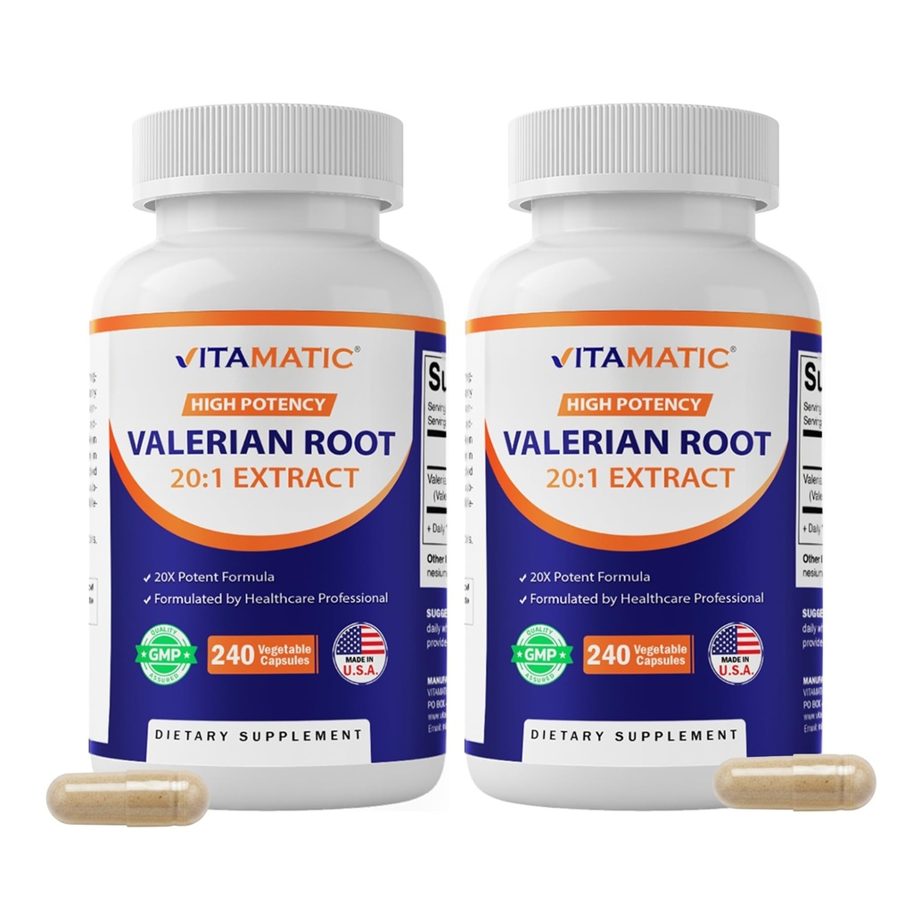 Vitamin 2 pakker Valerian Root 20: 1 Extract 250 mg - 240 Kapsler - 20X Koncentreret ekstrakt