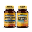Sandhu Herbals Organic 4in1 Ashwagandha w / Zink & Organic Gurkemeje Curcumin w / Bioperine Black Pepper Extract 124; Supporterer immunsystemet