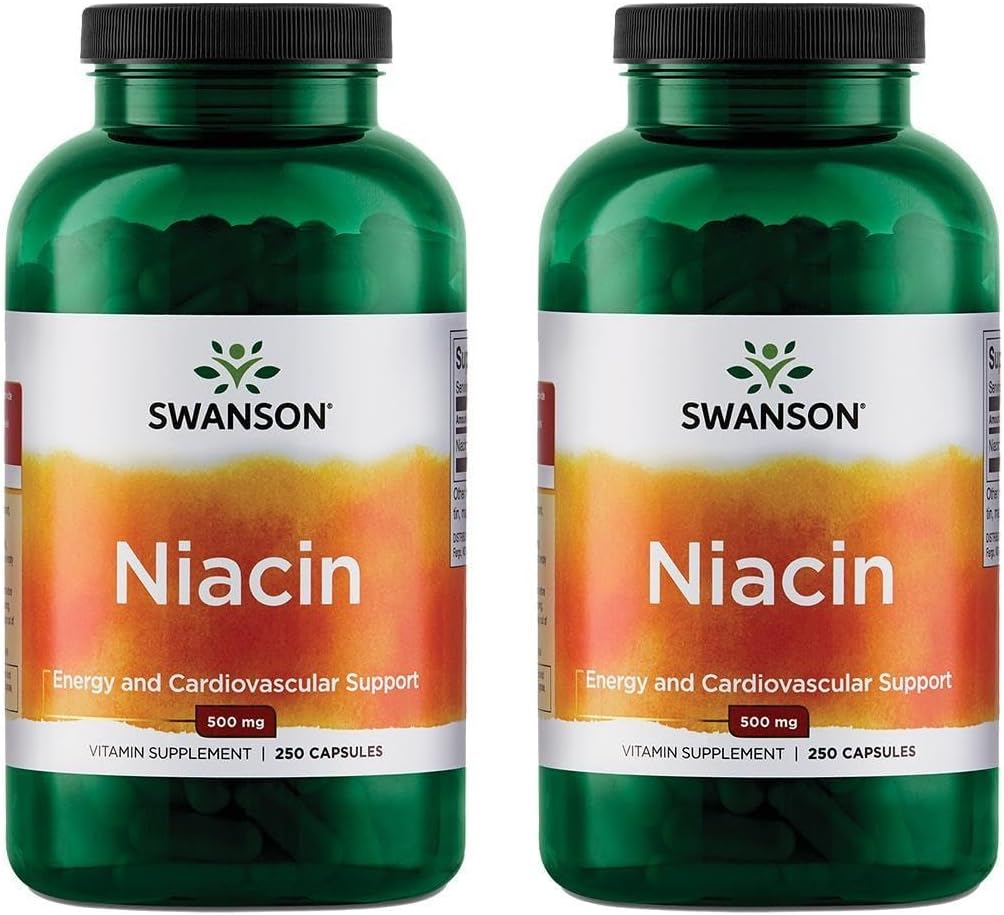 Swanson Niacin (B3) Cardio Health Support Carbohydrat Metabolisme 500 Milligram 250 Kapsler (2 Pack)