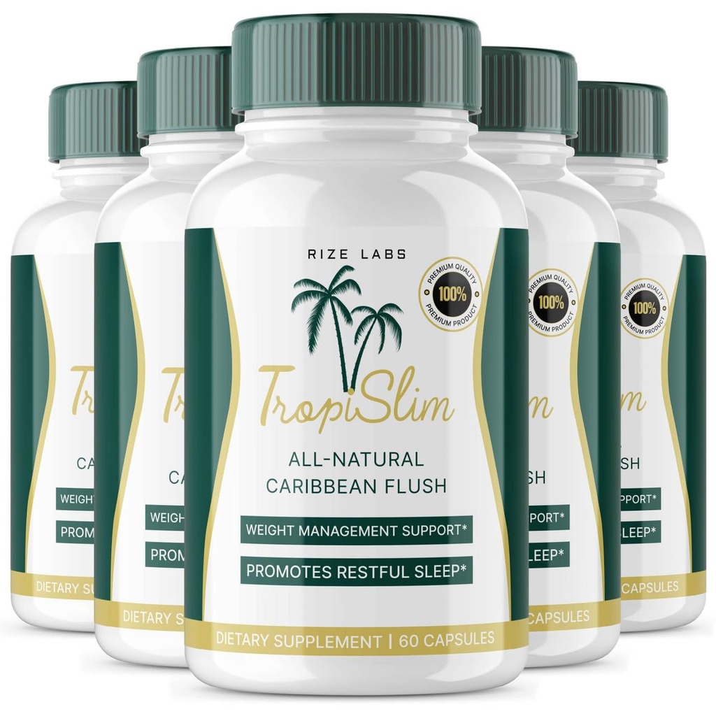 (Officiel 5 Pack) Tropislim, Tropislim All Natural Caribbean Flush, Vægttab Supplement, Tropislim Slimming Kapsler for kvinder, Sund livsstil + Leaner Physique, Tropical Anmeldelser (300 Kapsler)