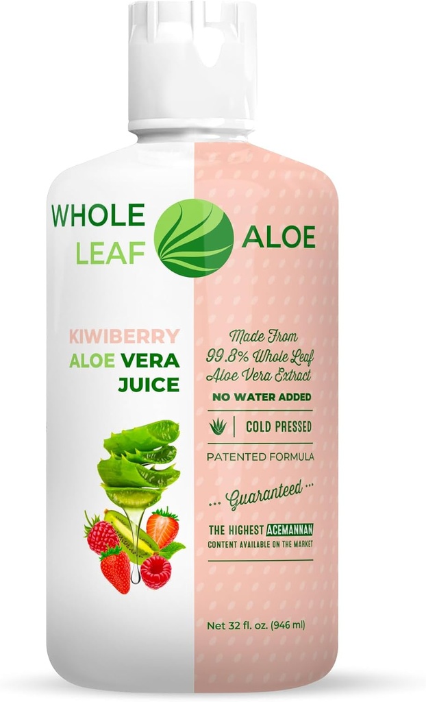 Lås op for hele Leaf Aloe Vera - Infunderes med den lækre smag af Kiwi Berry. Vores Patenterede Formel byder på den højeste Acemannan koncentration til rådighed, Garanteret. Ingen Vand Tilføjet.