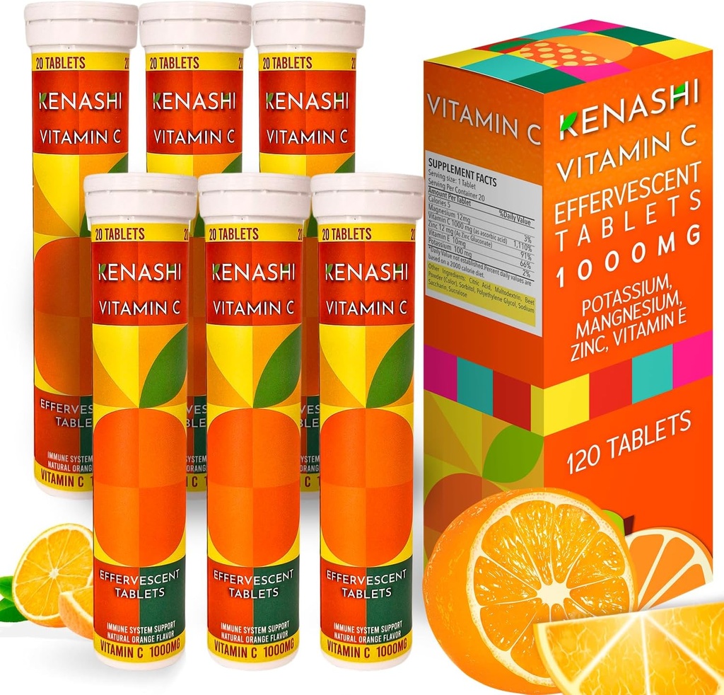 Vitamin C Effervescent Tablets C Vitamin C med Zink 1000mg Vitamin Opløsning Tablets C Tabel Vitamina C Efervescente para Adulto Zink og C 6 Pack