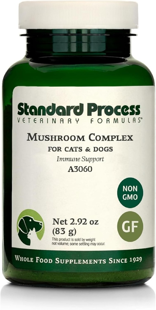 Standard Process Mushroom Complex for Dogs & Cats - Immunsupport Supplement med Bovine Colostrum - Lions Mane Extract Powder for Dog & Cat Immunsupport - Essential Aid for Pet Health - 2,92 oz