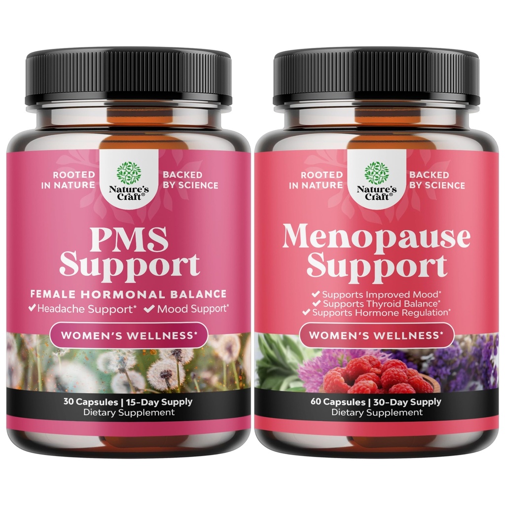 Bundle af avanceret PMS support supplement til kvinder og komplet urteovergangsalder supplement til kvinder - Multifordel overgangsalder Relief Hormone Balance