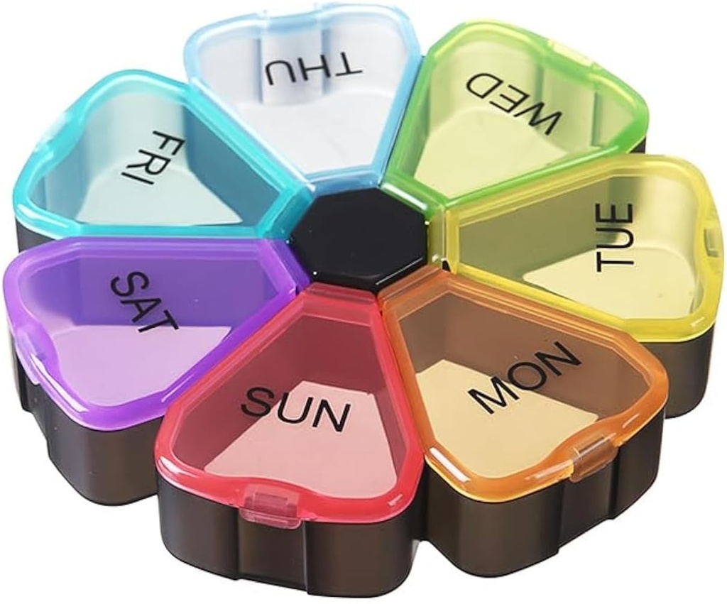 Ugentlig Pill Organizer 7 Dag, Cute Portable Stor daglig medicin Box, Let at åbne, BPA gratis rejse Pill sag Reminder for Medicin Dispenser Vitamin Fish Oil Kosttilskud Capsule DHA Holder