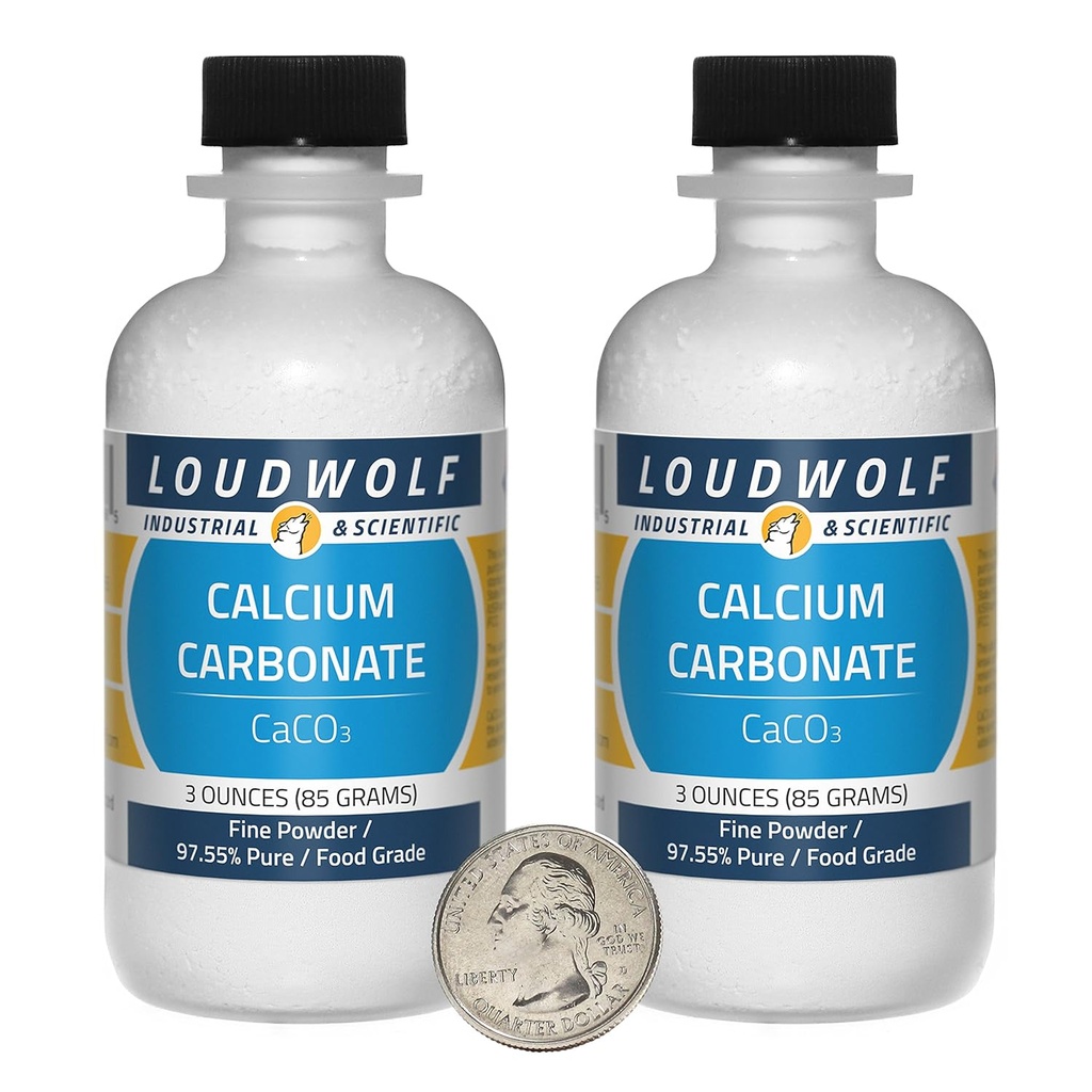 Calciumcarbonat / 6 ounces / 2 flasker / 97 +% Pure Food Grade / Fine Powder / USA