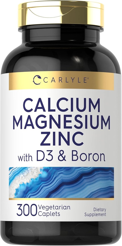 Carlyle Calcium Magnesium Zink D3 - 124; 300 Caplets - 124; med Bor - 124; Vegetar, Non- GMO & Gluten Free Supplement